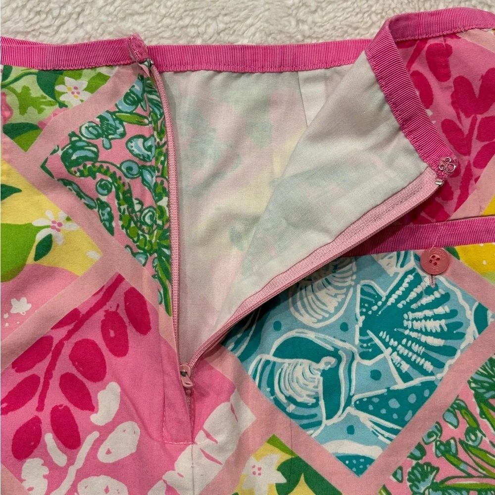 Lilly Pulitzer White Label Pink Tile Patch Skirt Vintage 90s
